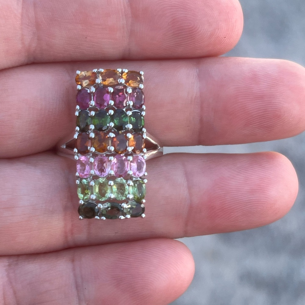 Vibrant Silver Ring With Multicolor Gemstones - image 4